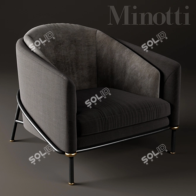 Minotti Fil Noir Black Armchair 3D model image 2