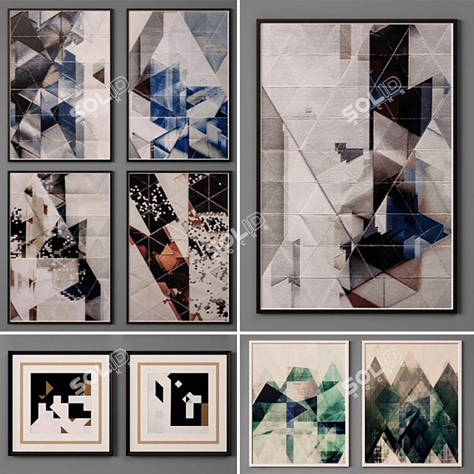 Modern Art Collection: Set of 15 Paintings 3D model image 1