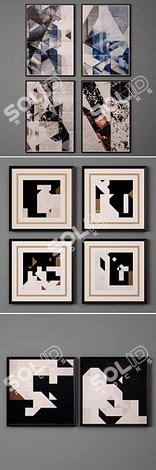 Modern Art Collection: Set of 15 Paintings 3D model image 2