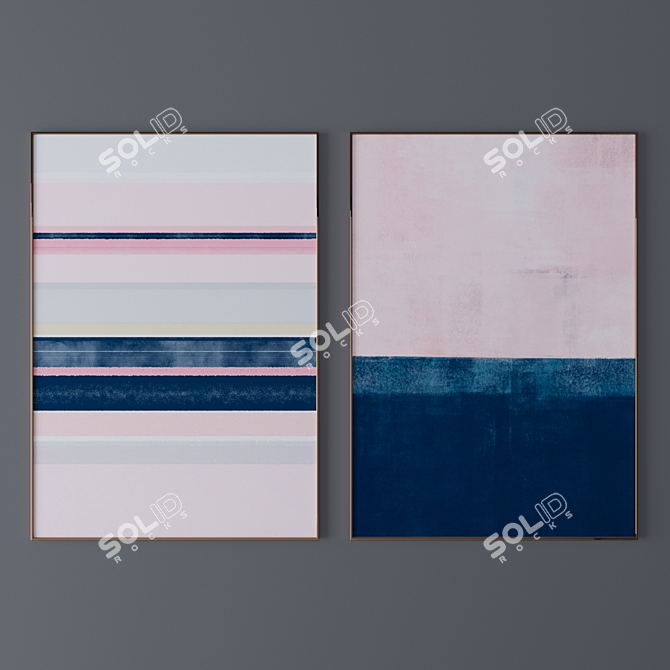 Vibrant Set of Abstract Paintings 3D model image 1