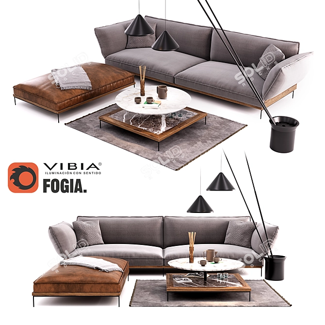 Luxury Jord Sofa Set & North Floor Lamp 3D model image 1