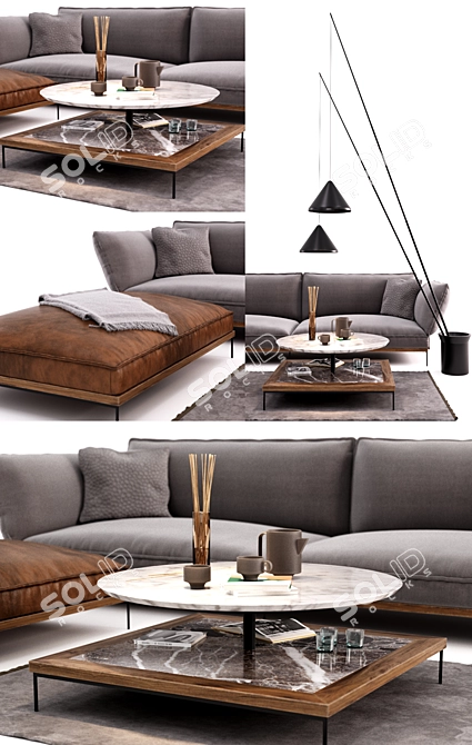 Luxury Jord Sofa Set & North Floor Lamp 3D model image 2