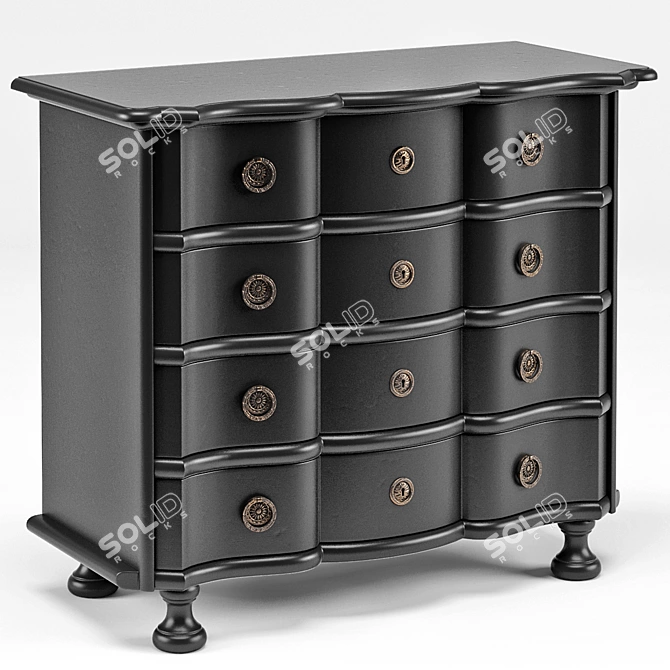 Contemporary Black Bowfront Chest 3D model image 1