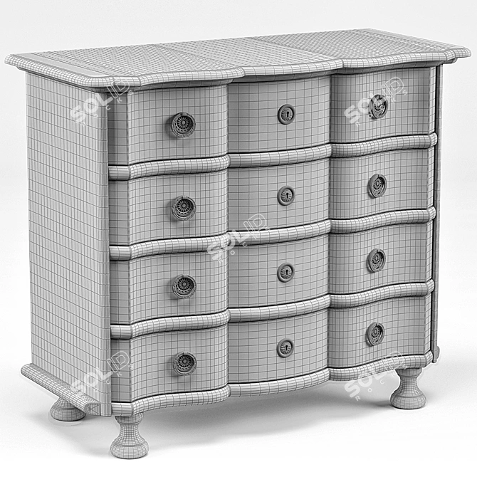 Contemporary Black Bowfront Chest 3D model image 3