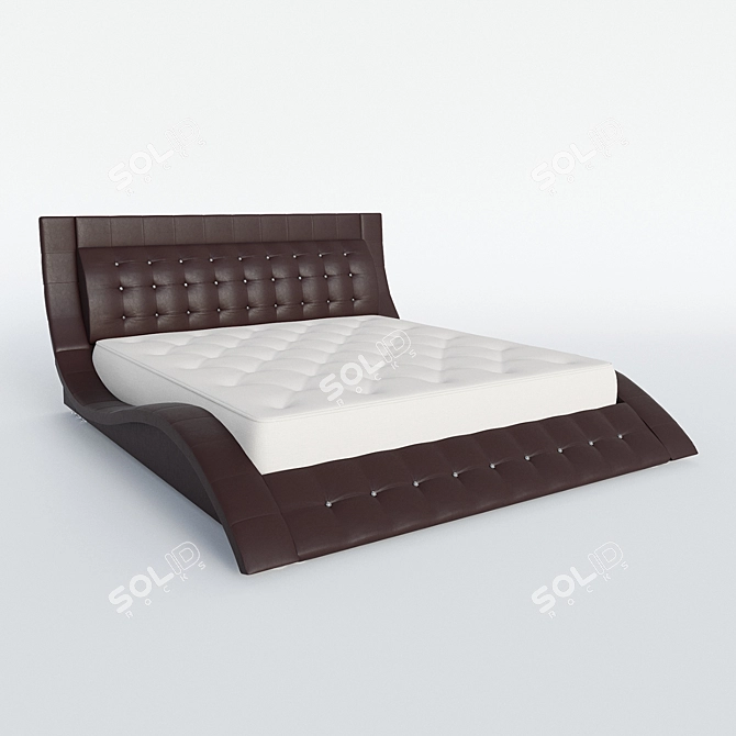 Elegant Wave Bed by Sonata Möbel 3D model image 2