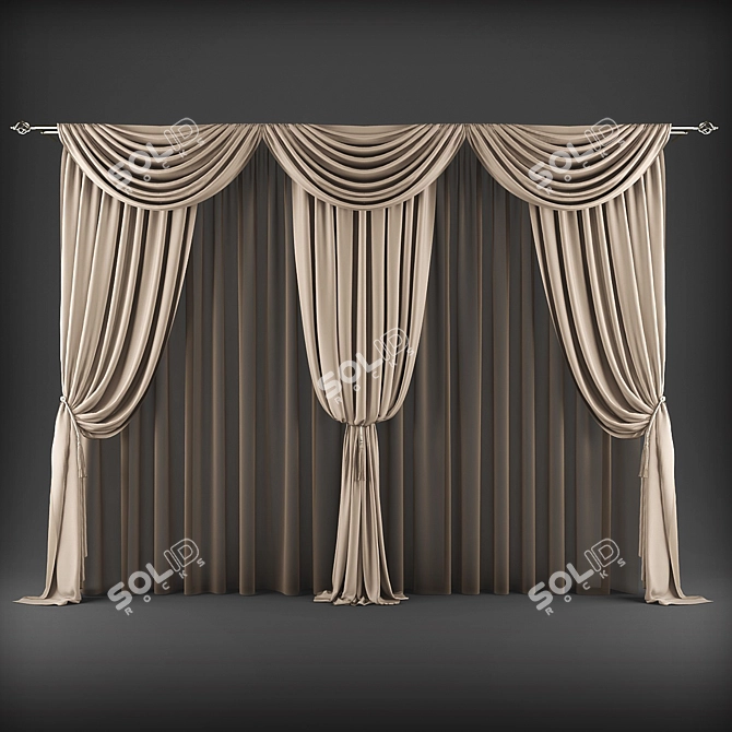 Elegant Classic Curtains 3D model image 1