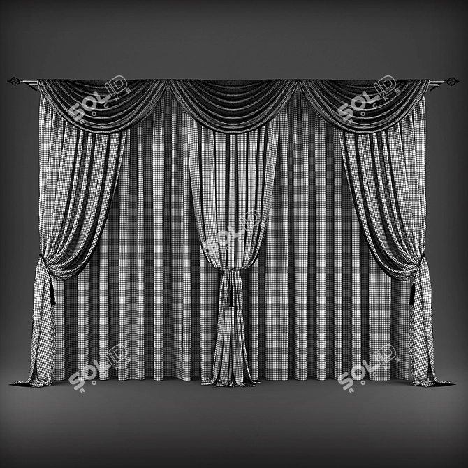 Elegant Classic Curtains 3D model image 2