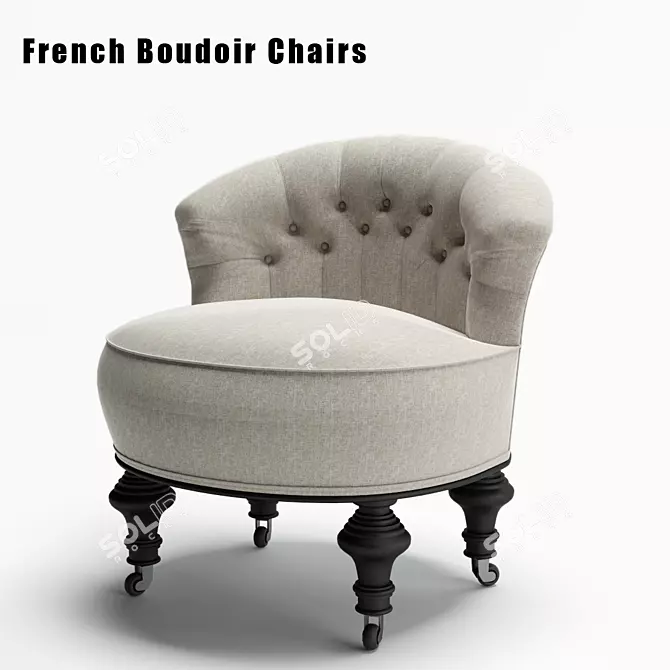Elegant French Boudoir Chairs 3D model image 1