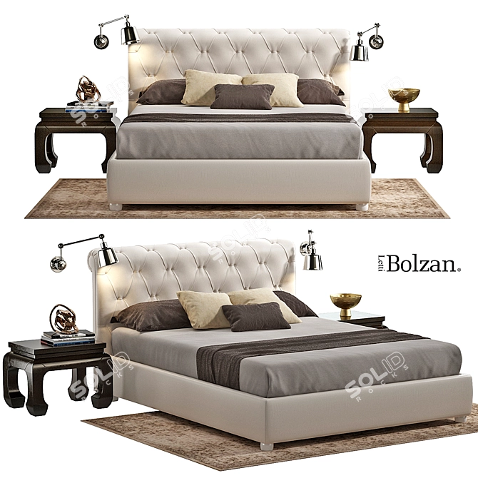 Bolzan Bed with Sienna Design 3D model image 1