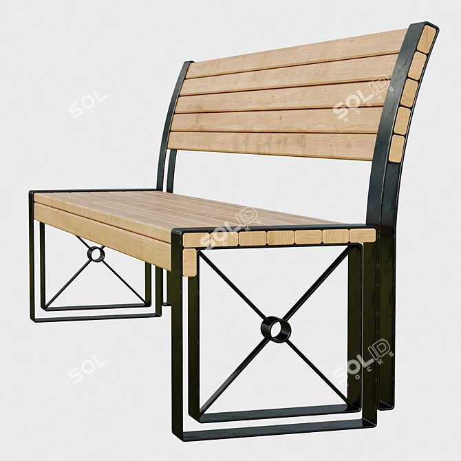 Title: Sleek Steel Bench - "Sofia 3D model image 1