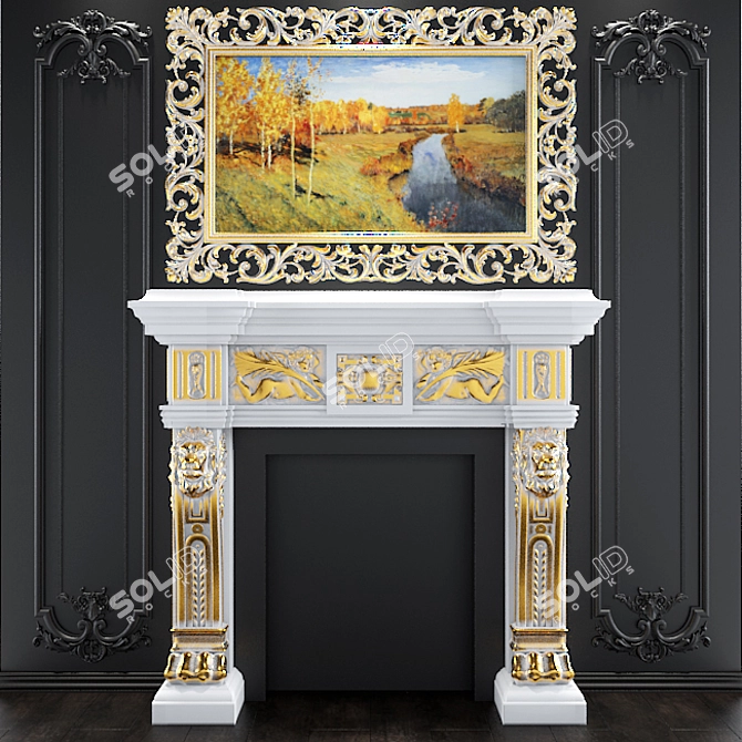 Baroque Classic Fireplace 3D model image 1