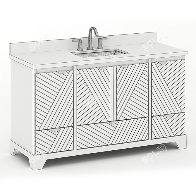 Blue Wood Double Sink Vanity 3D model image 3