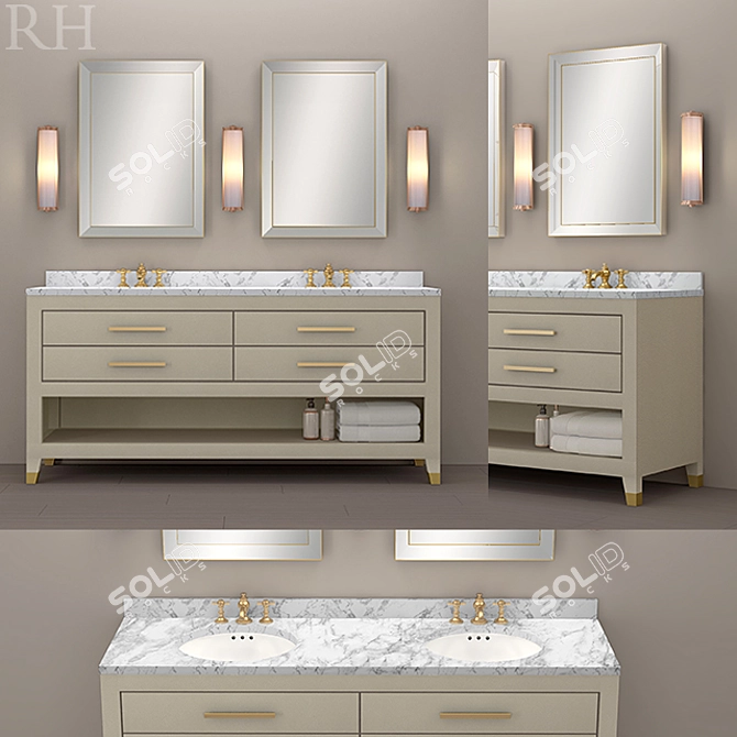 Shagreen Double Washstand in Gray 3D model image 1