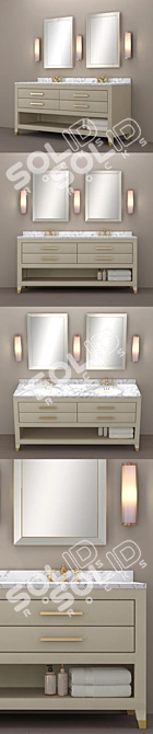 Shagreen Double Washstand in Gray 3D model image 2