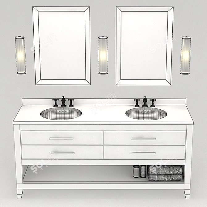 Shagreen Double Washstand in Gray 3D model image 3