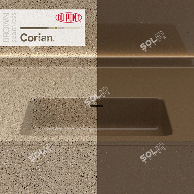 Brown Corian Kitchen Countertops 3D model image 3