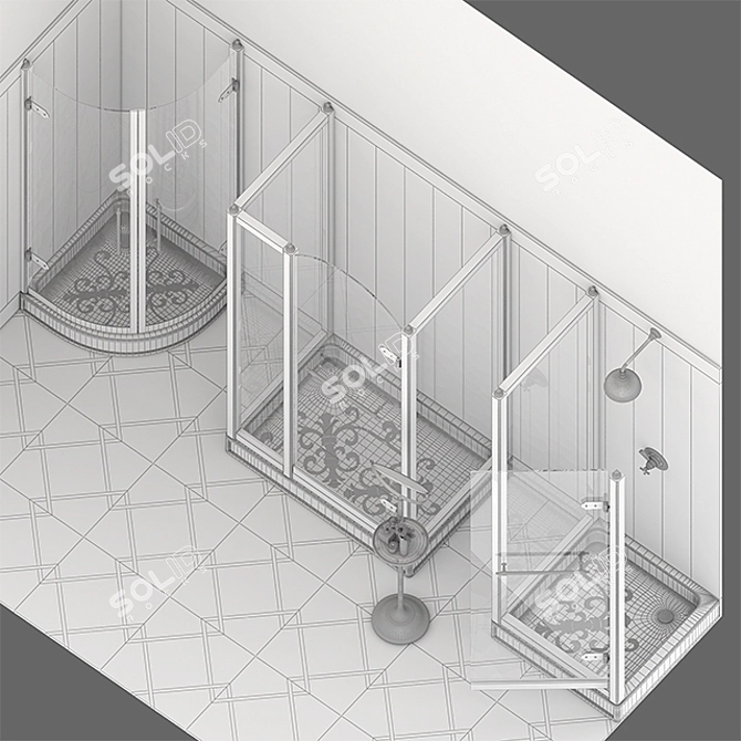 Arabesque Shower Trays: Elegant & Functional 3D model image 3