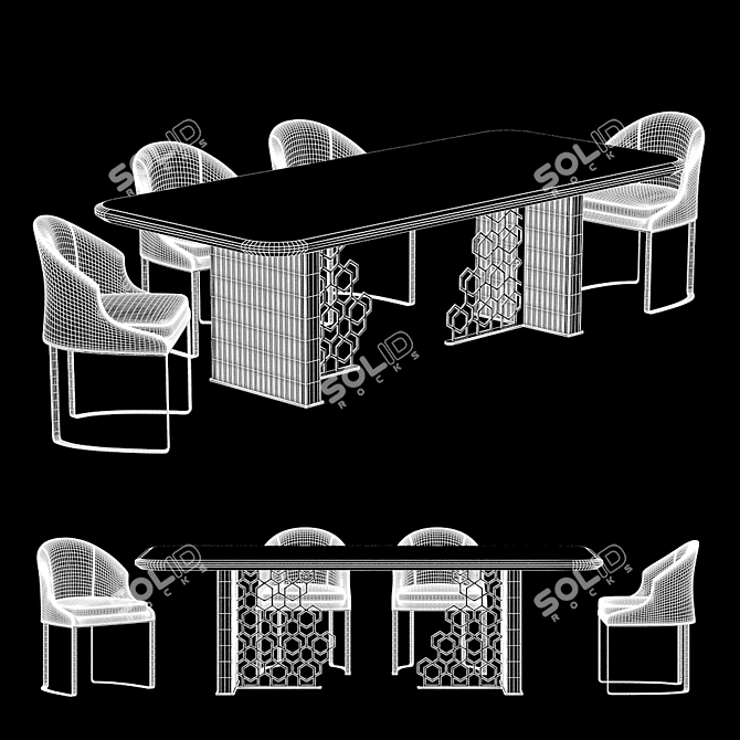 Elegant Excelsior Table Set 3D model image 2