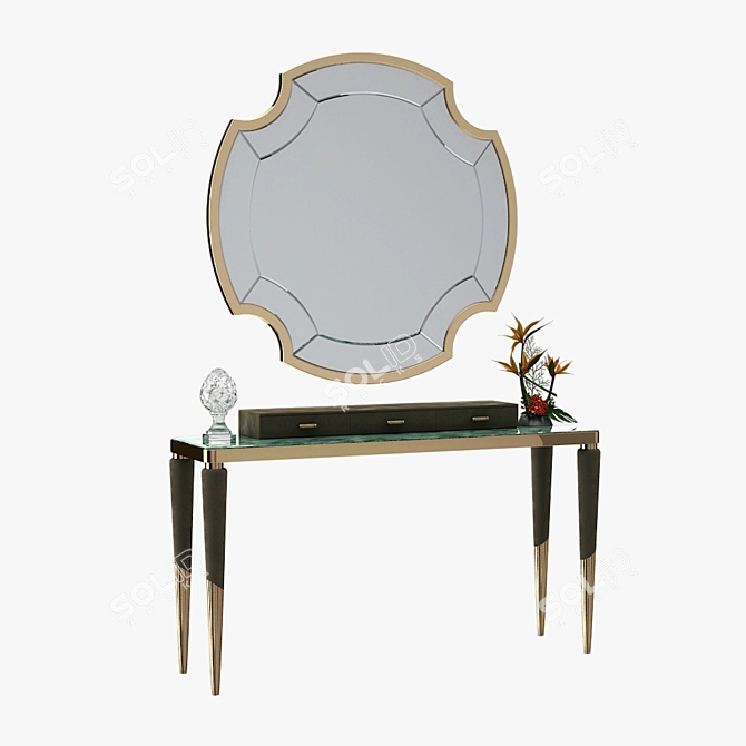 Elegante Odette Console with Graydon Mirror 3D model image 1