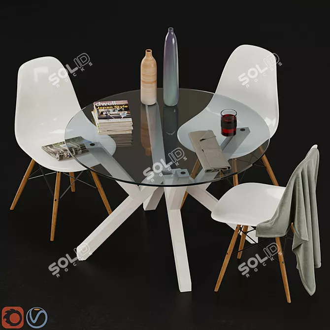 Modern Dining Set - Mikado & Eames 3D model image 2