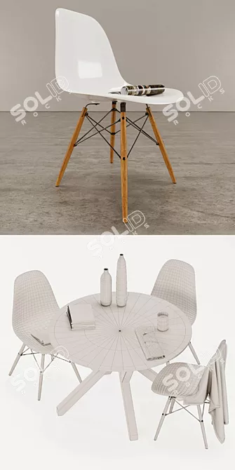 Modern Dining Set - Mikado & Eames 3D model image 3