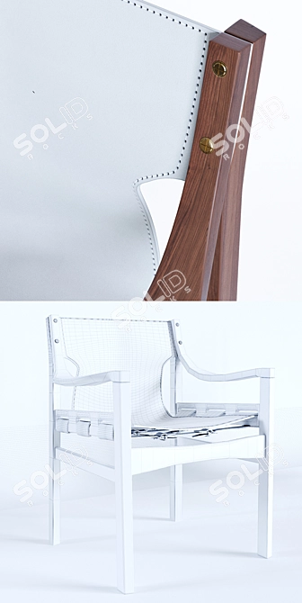 Elegant Livoni Dining Arm Chair 3D model image 3