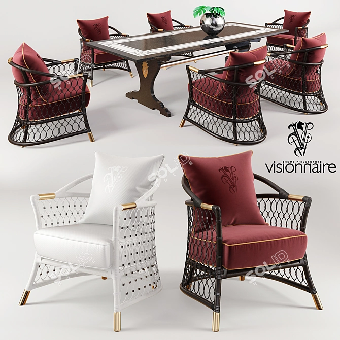 Luxury Visionnaire IPE Cavalli Dining Set 3D model image 1