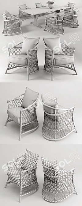 Luxury Visionnaire IPE Cavalli Dining Set 3D model image 3