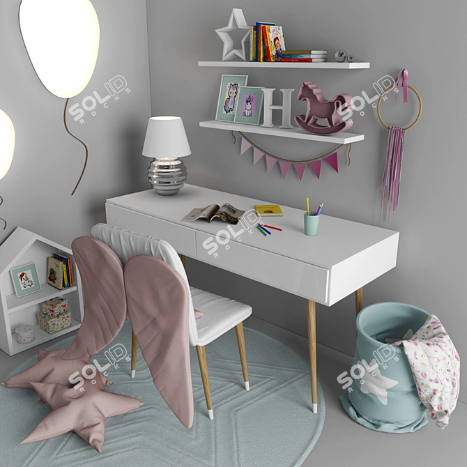 Delicate Girl's Decor Set 3D model image 1