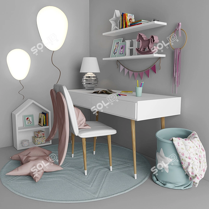 Delicate Girl's Decor Set 3D model image 2