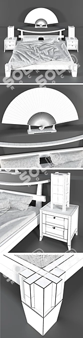 Tokyo Bed with Bedside Tables 3D model image 3