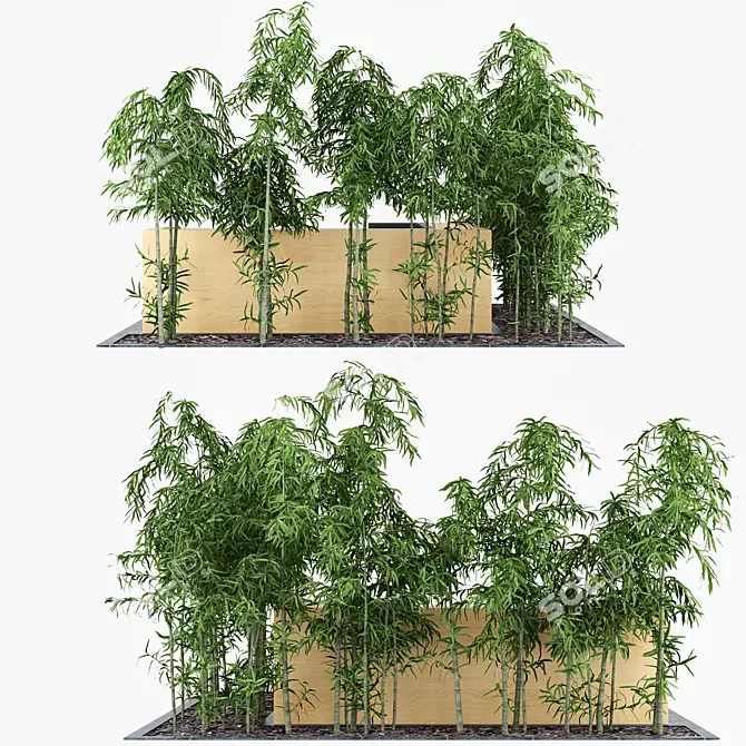 Natural Bamboo Flowerbed 3D model image 1