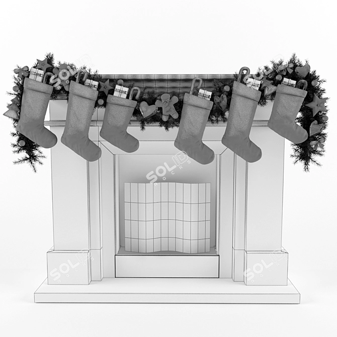 Festive Fireplace Bliss 3D model image 3