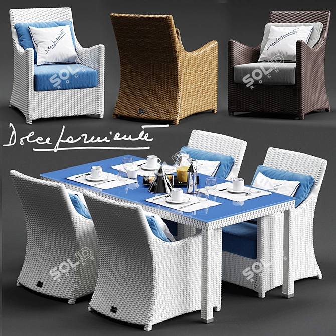 Luxury Outdoor Set: Dolcefarniente SCAURI Armchair and PALINURO Table 3D model image 1