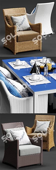 Luxury Outdoor Set: Dolcefarniente SCAURI Armchair and PALINURO Table 3D model image 2