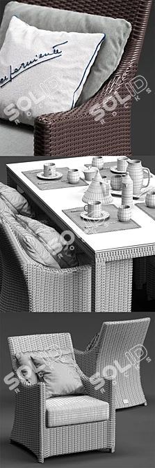 Luxury Outdoor Set: Dolcefarniente SCAURI Armchair and PALINURO Table 3D model image 3