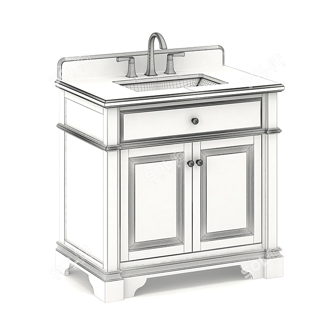 Elegant 30" Wood Vanity with Alpine Mist 3D model image 3