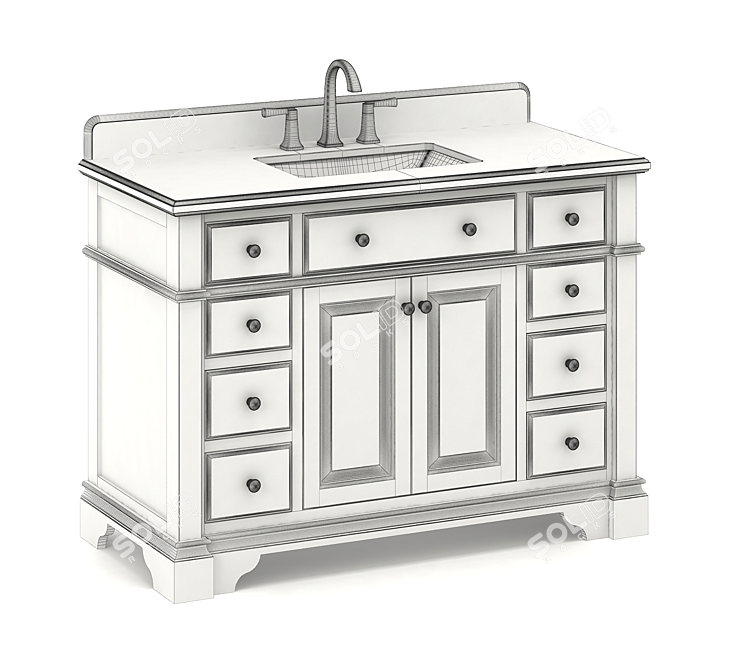 48" Wooden Vanity with Alpine Mist Top 3D model image 3