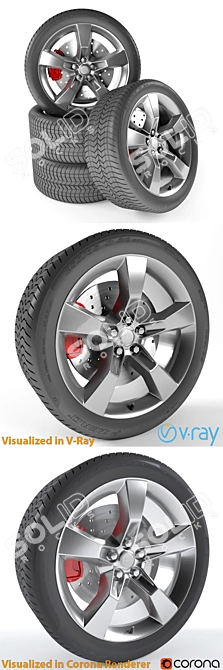 Chevrolet Camaro Wheel: Sleek and Stylish Upgrade 3D model image 2