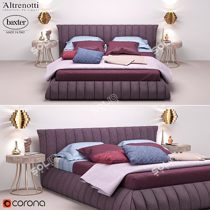 Modern Bedroom Set: Altrenotti Bed & Baxter Furniture 3D model image 1