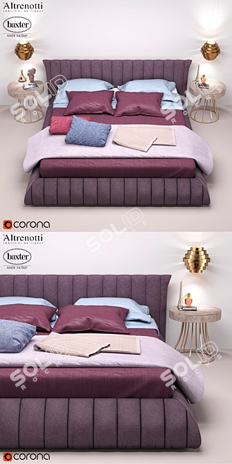 Modern Bedroom Set: Altrenotti Bed & Baxter Furniture 3D model image 2