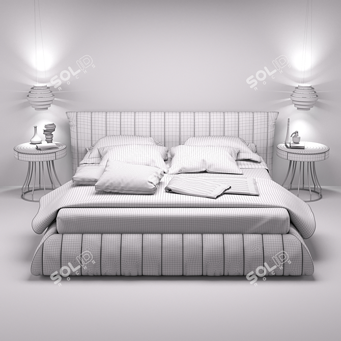 Modern Bedroom Set: Altrenotti Bed & Baxter Furniture 3D model image 3