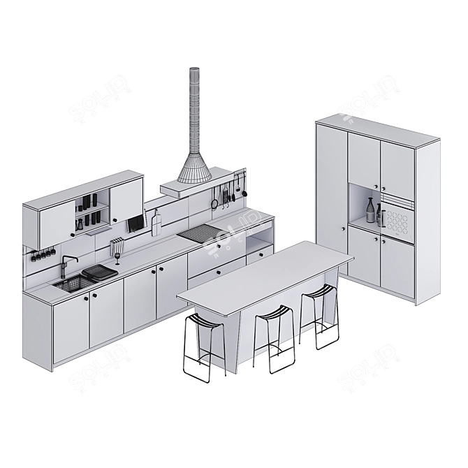 Sophisticated SCHIFFINI Lepic Kitchen 3D model image 3