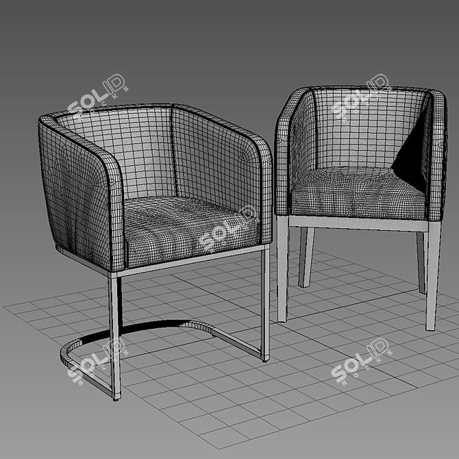 Morgan Leather Barrelback Armchair 3D model image 3