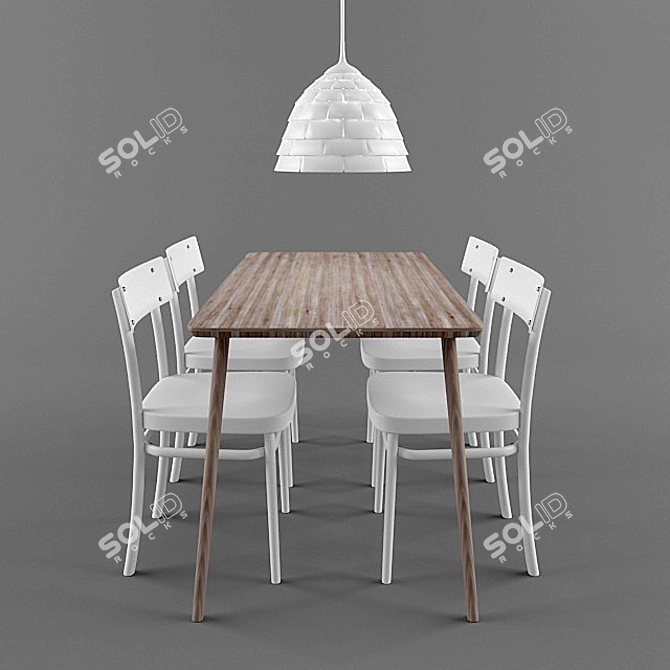 Modern Scandinavian Lamp and Table Set 3D model image 2