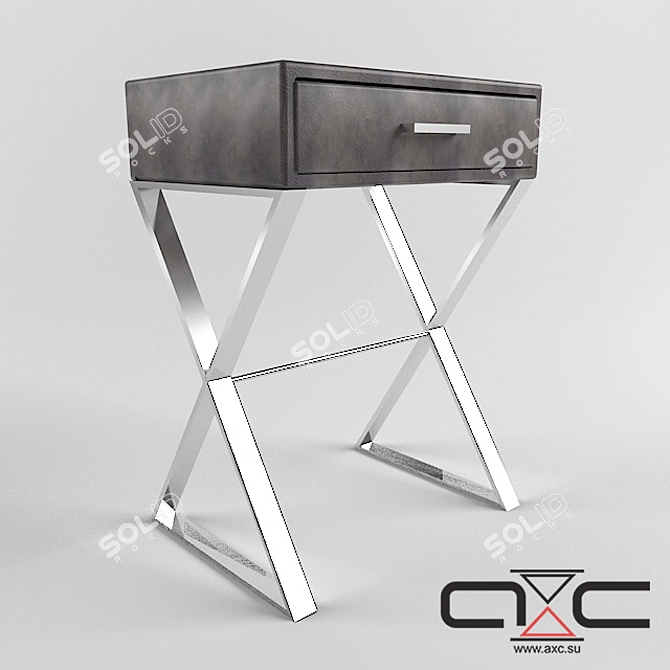 Albera Console: Genuine Leather, Metal, Oak 3D model image 1