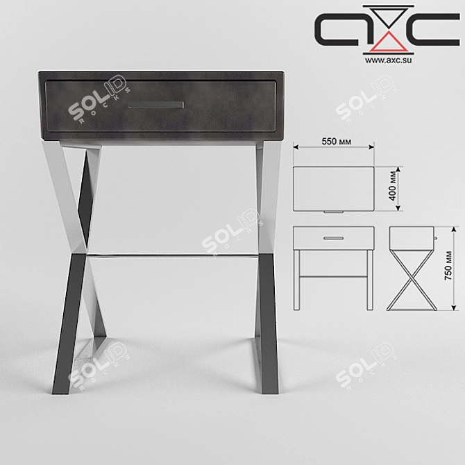 Albera Console: Genuine Leather, Metal, Oak 3D model image 2