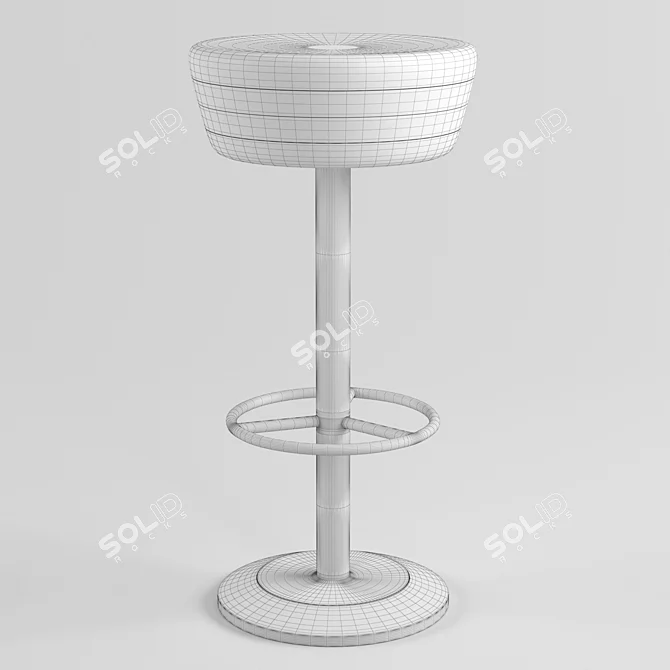 Natural Wood Seat Bar Stool 3D model image 3