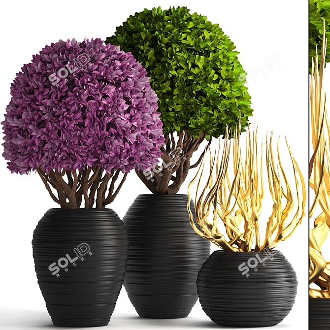 Botanical Greens Collection: Exquisite Potted Plants 3D model image 1