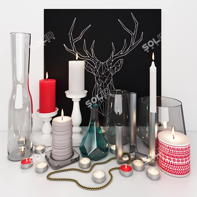 Elegant Decor Set: Vases, Candleholders & More 3D model image 1